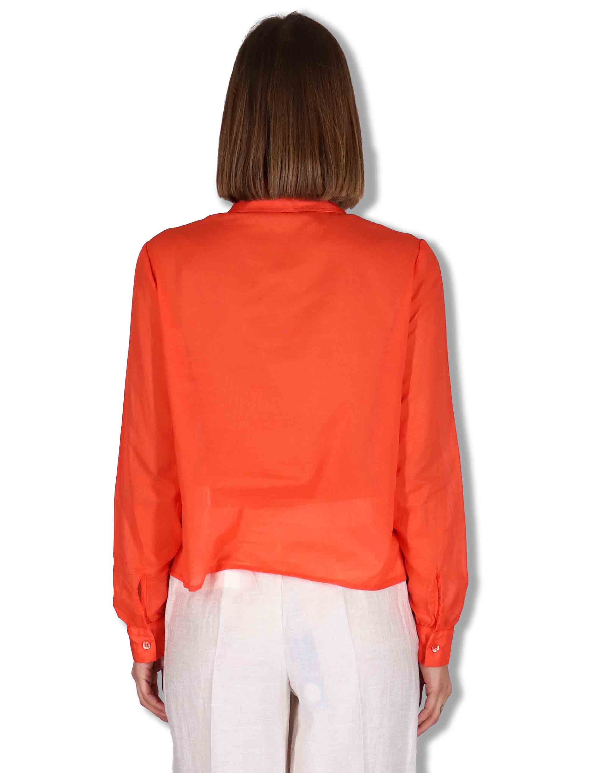 Camicie donna in puro cotone rosso con tasconi e maniche lunghe JABCM0001-F1493-1230 2206 Justmine 