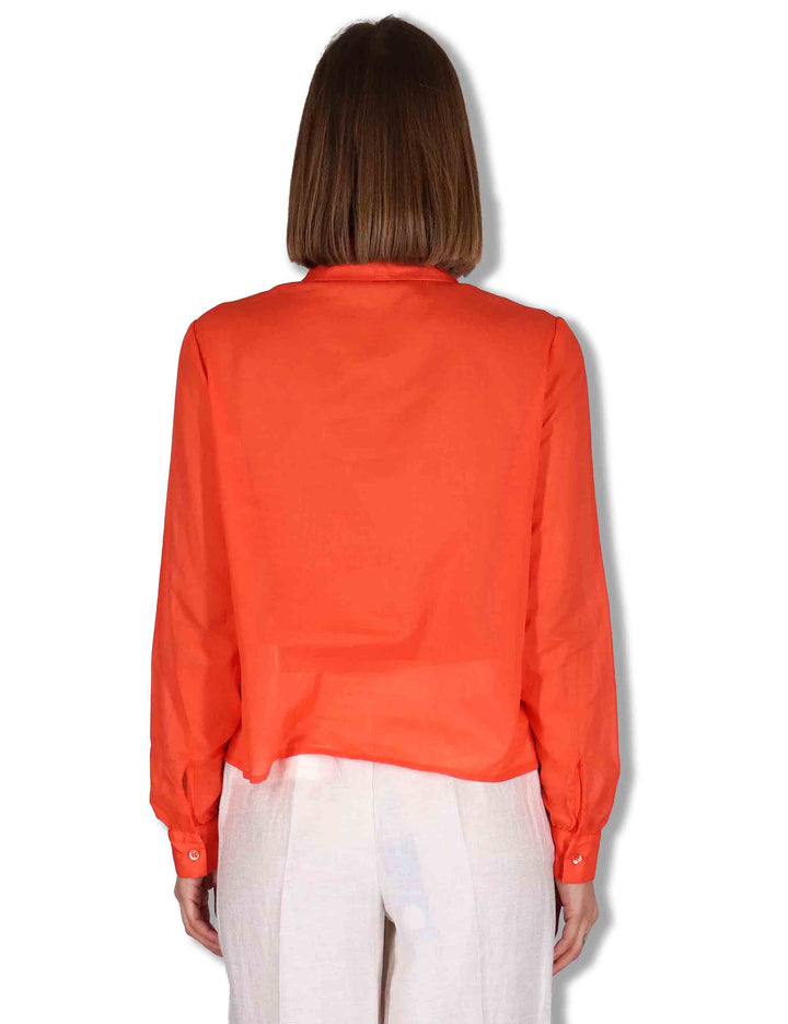 Camicie donna in puro cotone rosso con tasconi e maniche lunghe JABCM0001-F1493-1230 2206 Justmine 