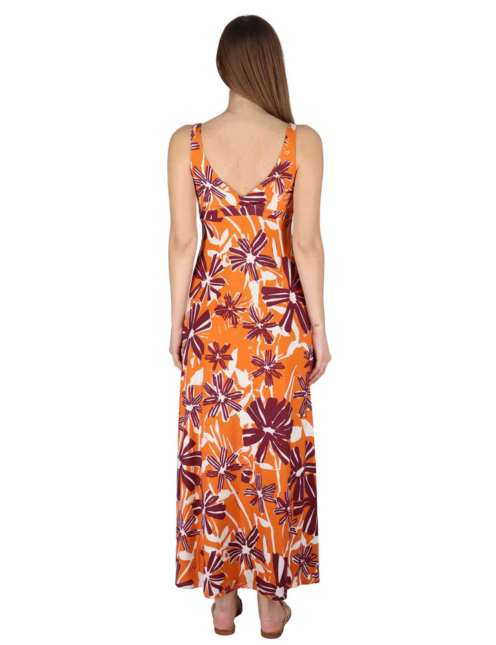 Abiti lunghi Empire donna in jersey arancione con fantasia floreale JFAAB0001-E2769-1244 2102 Justmine 