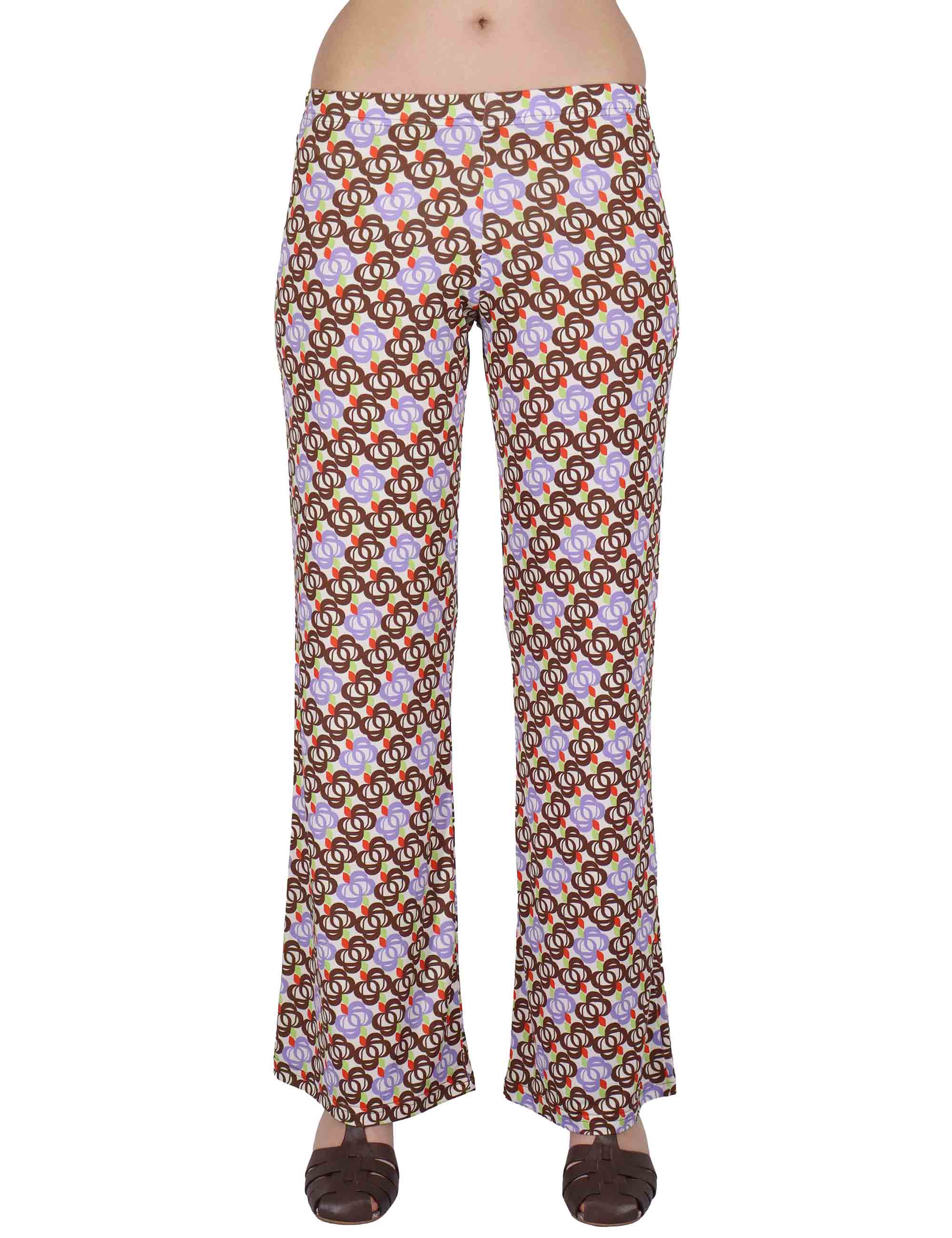 Pantaloni donna Fluid Pants in Jersey a fantasia off white con elastico in vita JFAPN0001-E2747-1246 85 Justmine 