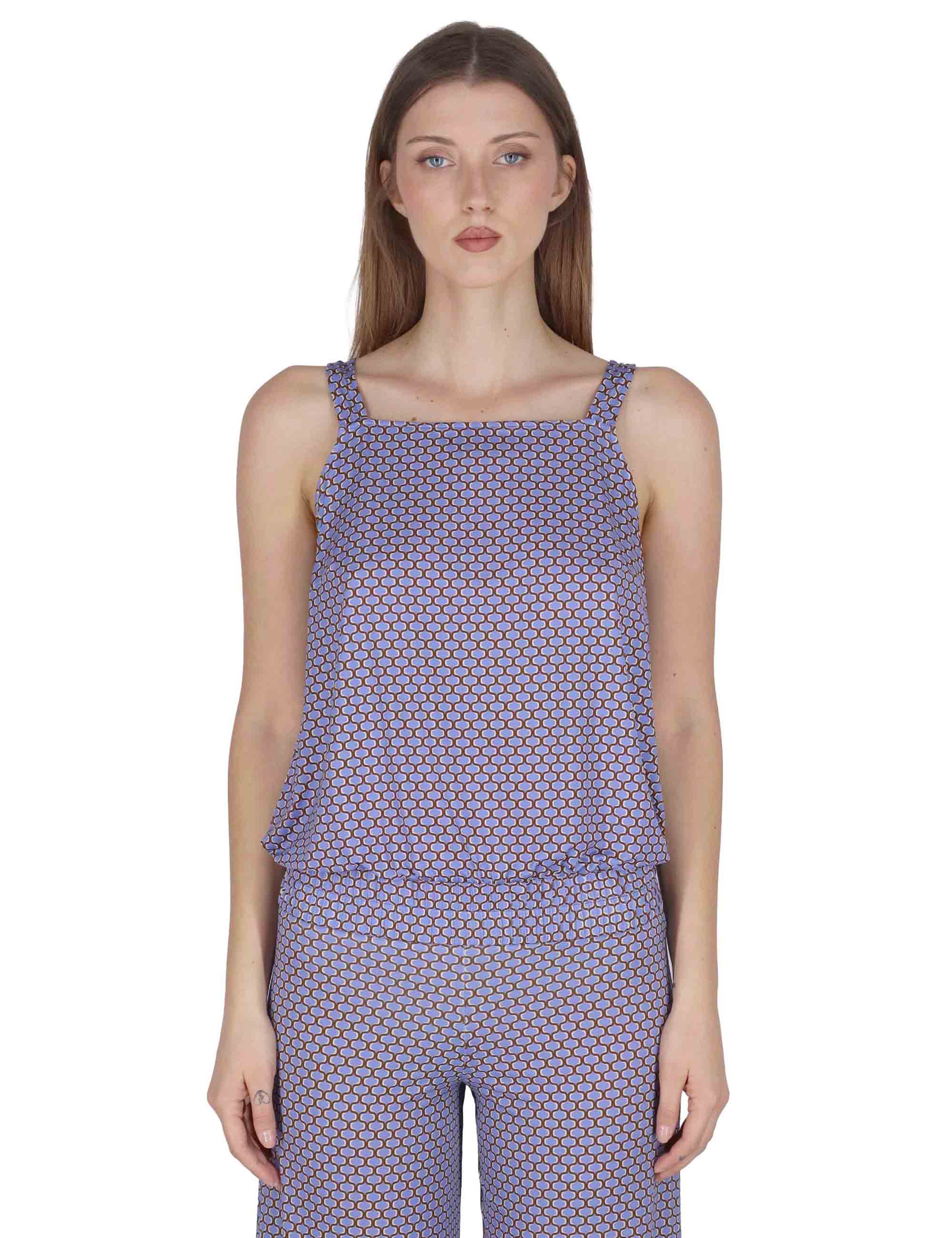 Top donna Square Neck Tank in jersey stretch lilla a fantasia JFATS0001-E2825-1267 6090 Justmine 