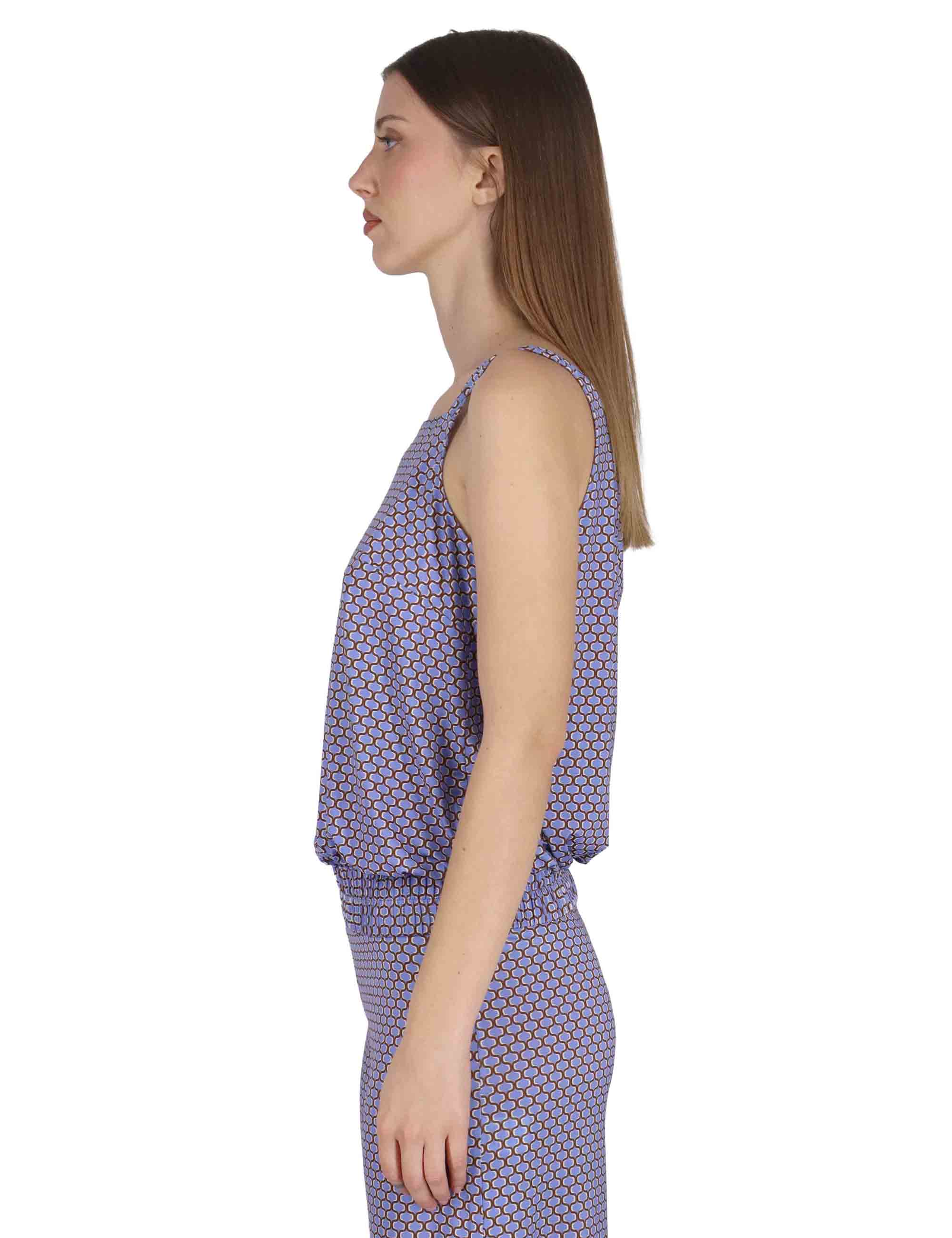 Top donna Square Neck Tank in jersey stretch lilla a fantasia JFATS0001-E2825-1267 6090 Justmine 