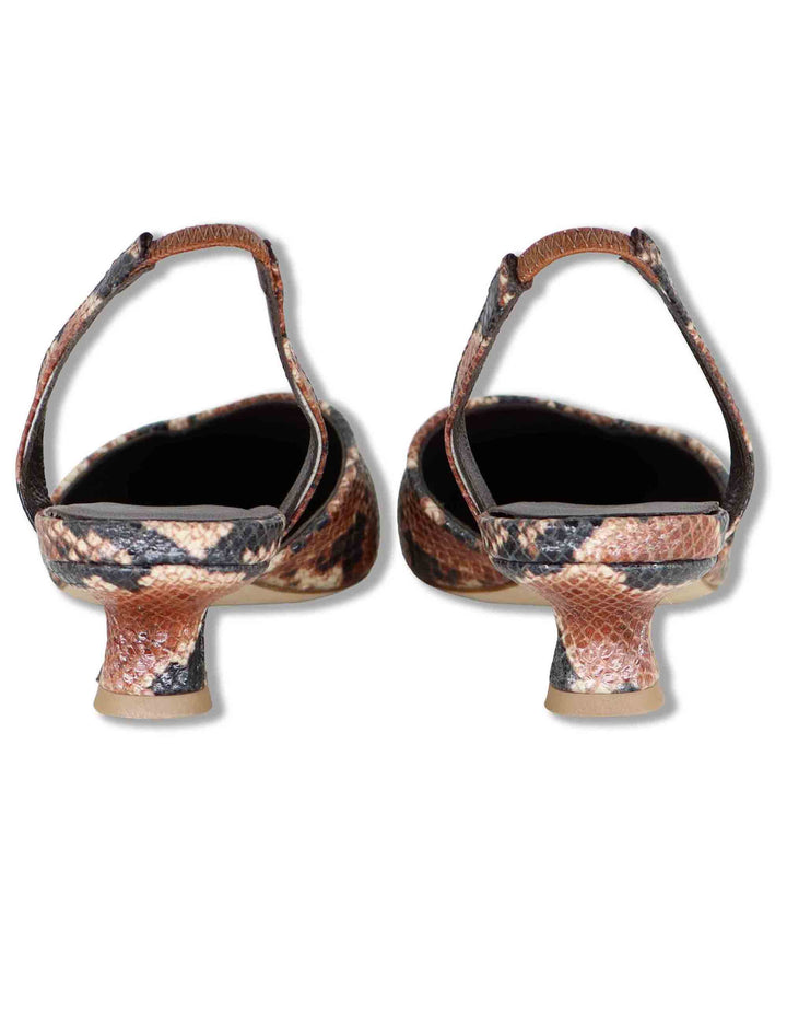 Decollete slingback donna in pelle cuoio stampata con tacco basso CH2533/RT 014 L'Arianna 