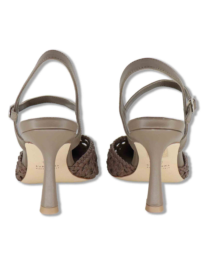 Sandali donna in pelle taupe con punta chiusa e cinturino alla caviglia CH2659/RT 032 L'Arianna 