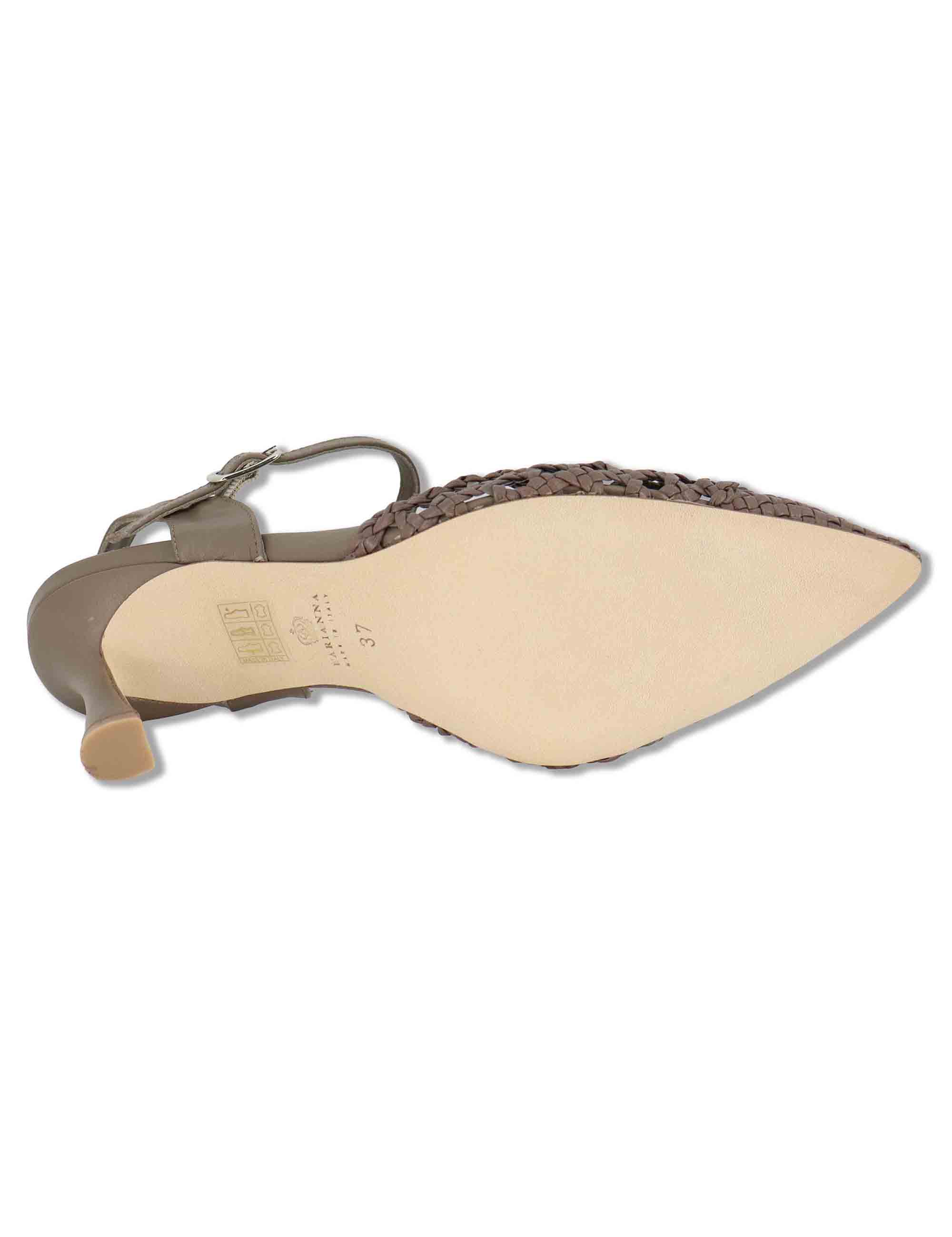 Sandali donna in pelle taupe con punta chiusa e cinturino alla caviglia CH2659/RT 032 L'Arianna 