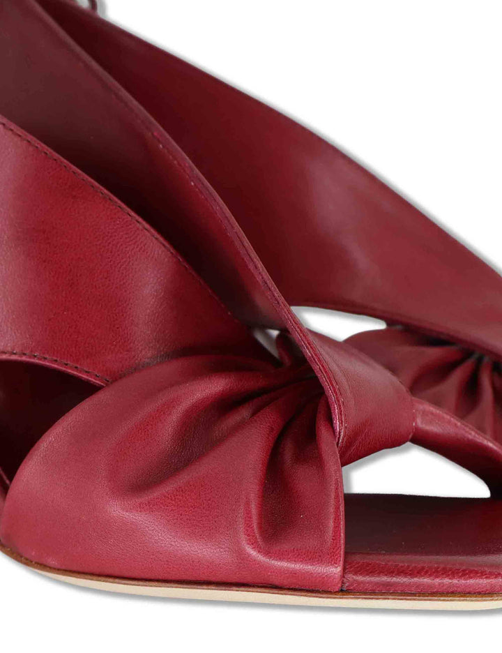 Sandali donna slingback in pelle rossa con punta quadra e tacco grosso DS2674/G 005 L'Arianna 