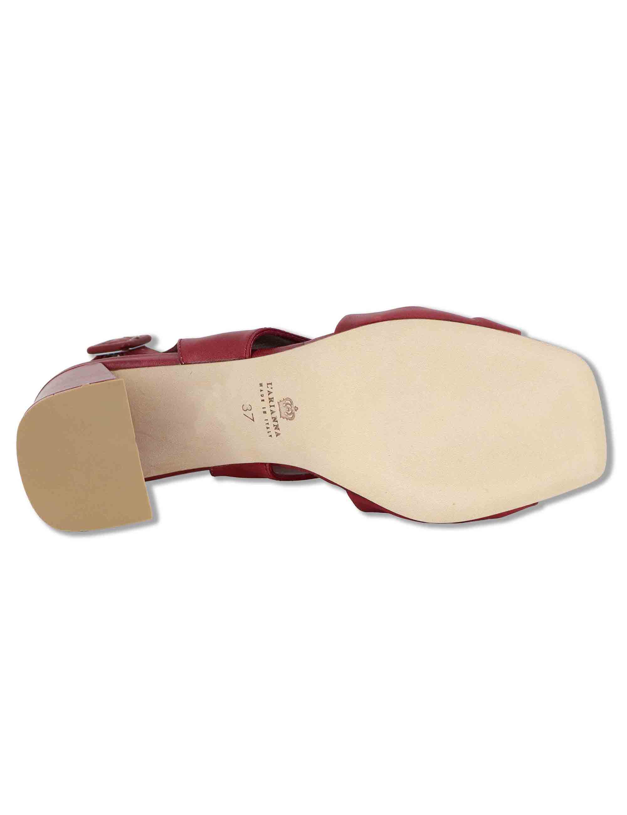 Sandali donna slingback in pelle rossa con punta quadra e tacco grosso DS2674/G 005 L'Arianna 