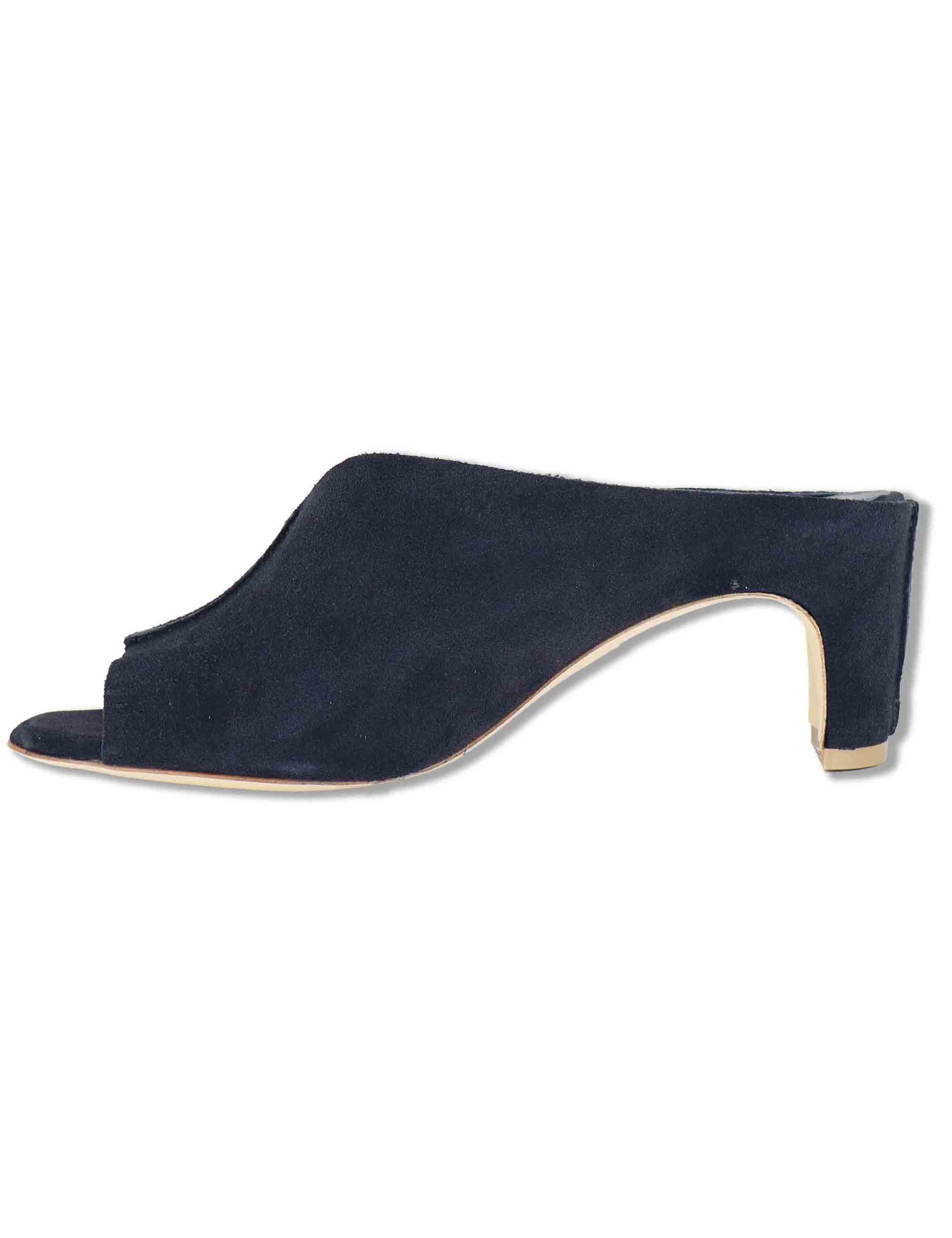 Sandali donna in camoscio blu senza cinturini con punta quadra DS2677/SR 002 L'Arianna 