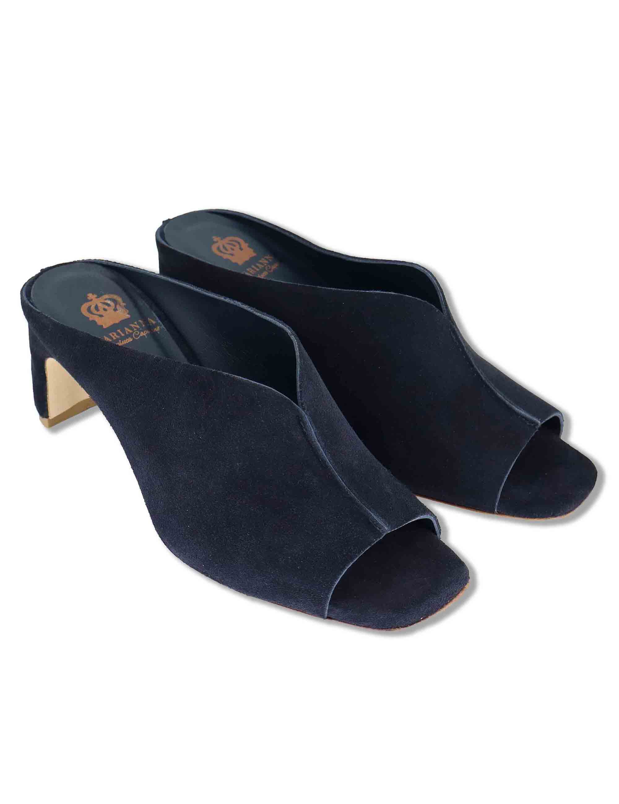 Sandali donna in camoscio blu senza cinturini con punta quadra DS2677/SR 002 L'Arianna 