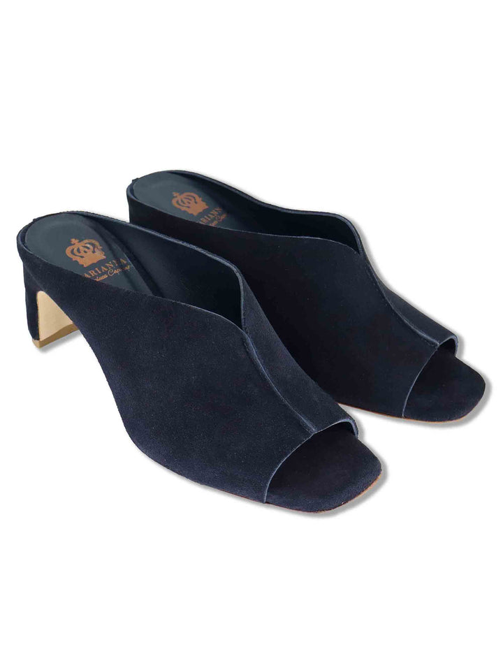 Sandali donna in camoscio blu senza cinturini con punta quadra DS2677/SR 002 L'Arianna 