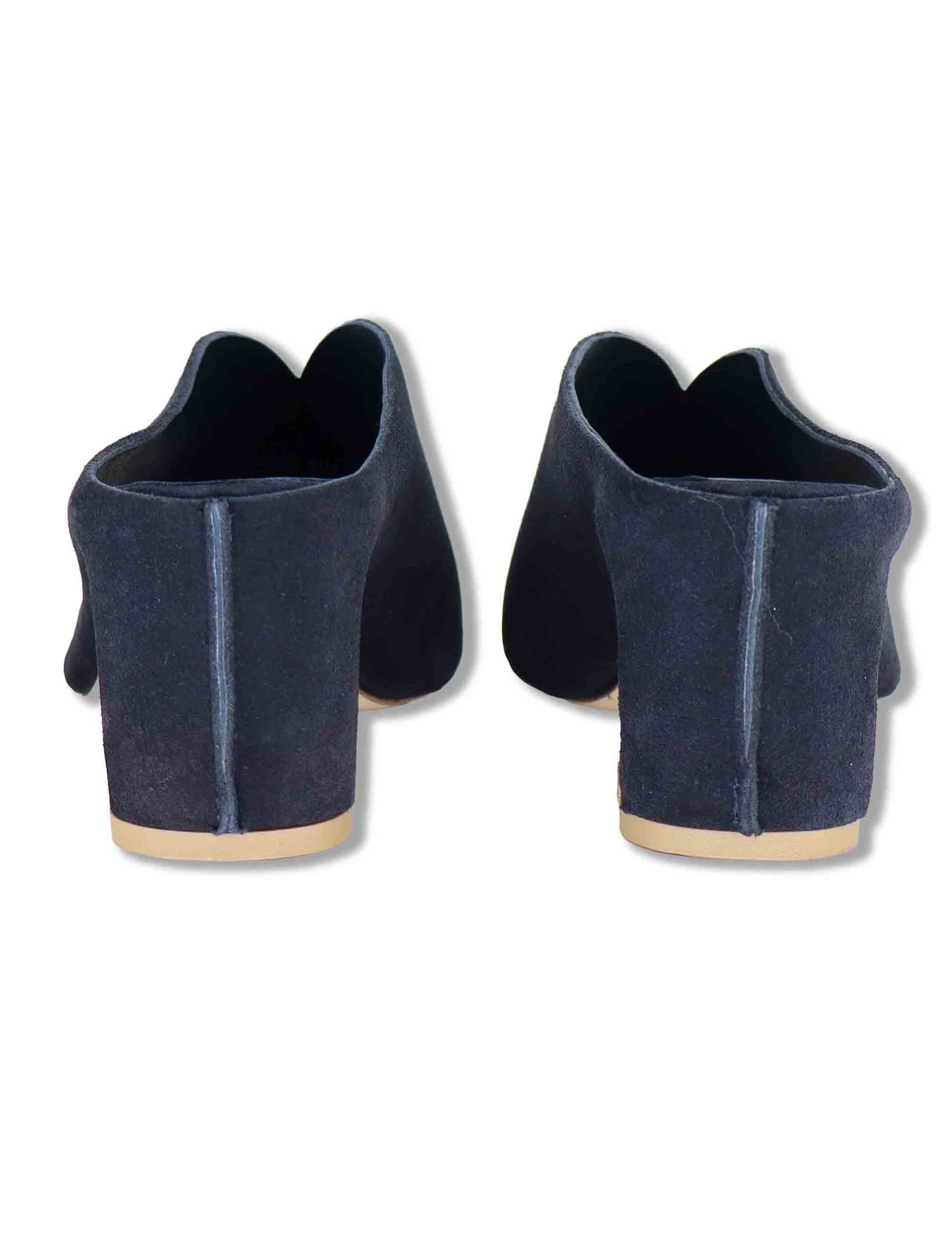Sandali donna in camoscio blu senza cinturini con punta quadra DS2677/SR 002 L'Arianna 