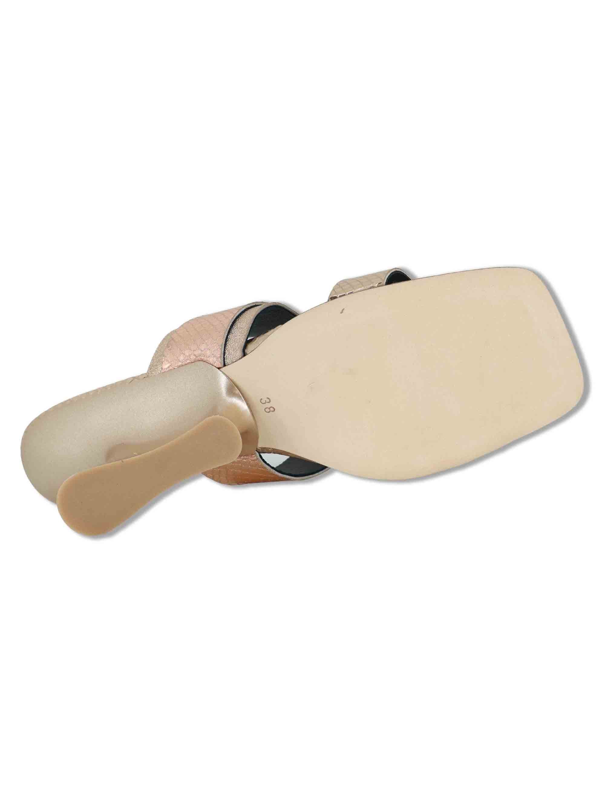 Sandali donna in pelle oro con doppia fascia e zeppa bassa DS2679/Z 077 L'Arianna 
