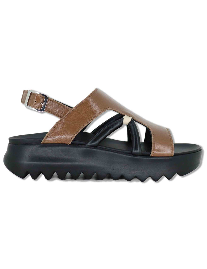 Sandali donna slingback in pelle cuoio con zeppa in gomma 5cm SB18 3 Le Bohemien 
