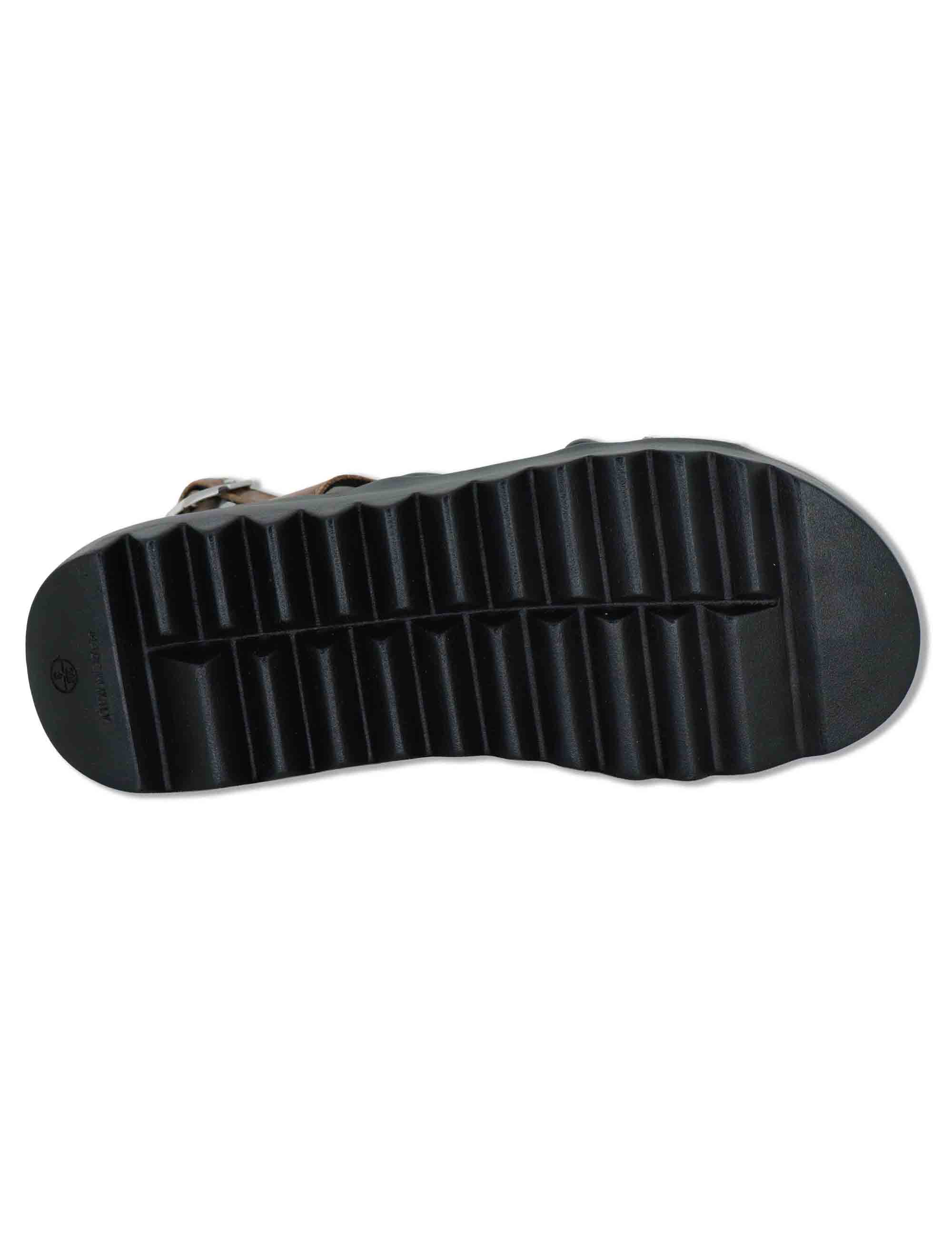 Sandali donna slingback in pelle cuoio con zeppa in gomma 5cm SB18 3 Le Bohemien 