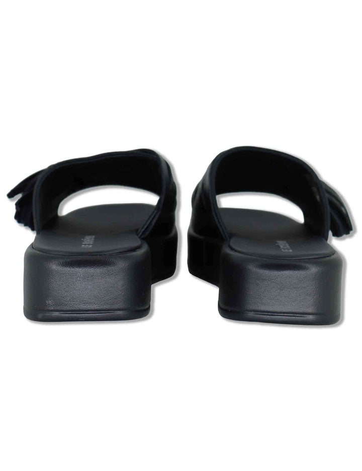 Sandali donna in pelle nera con zeppa bassa e sottopiede imbottito ZB03 1 Le Bohemien 