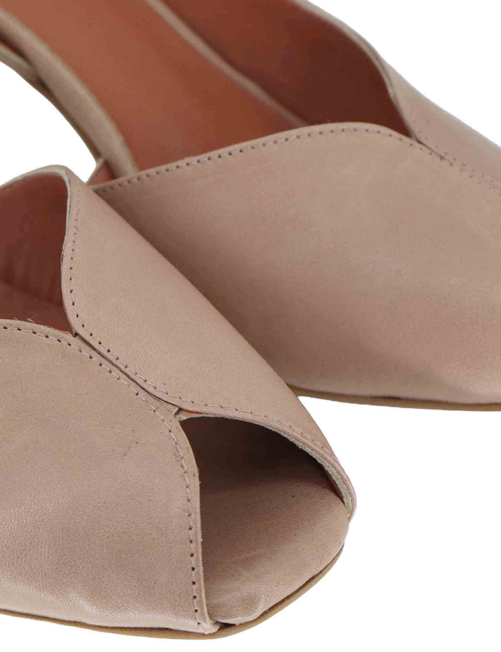 Sandali donna slingback in pelle cipria con tacco alto E401 015 Les Venues 