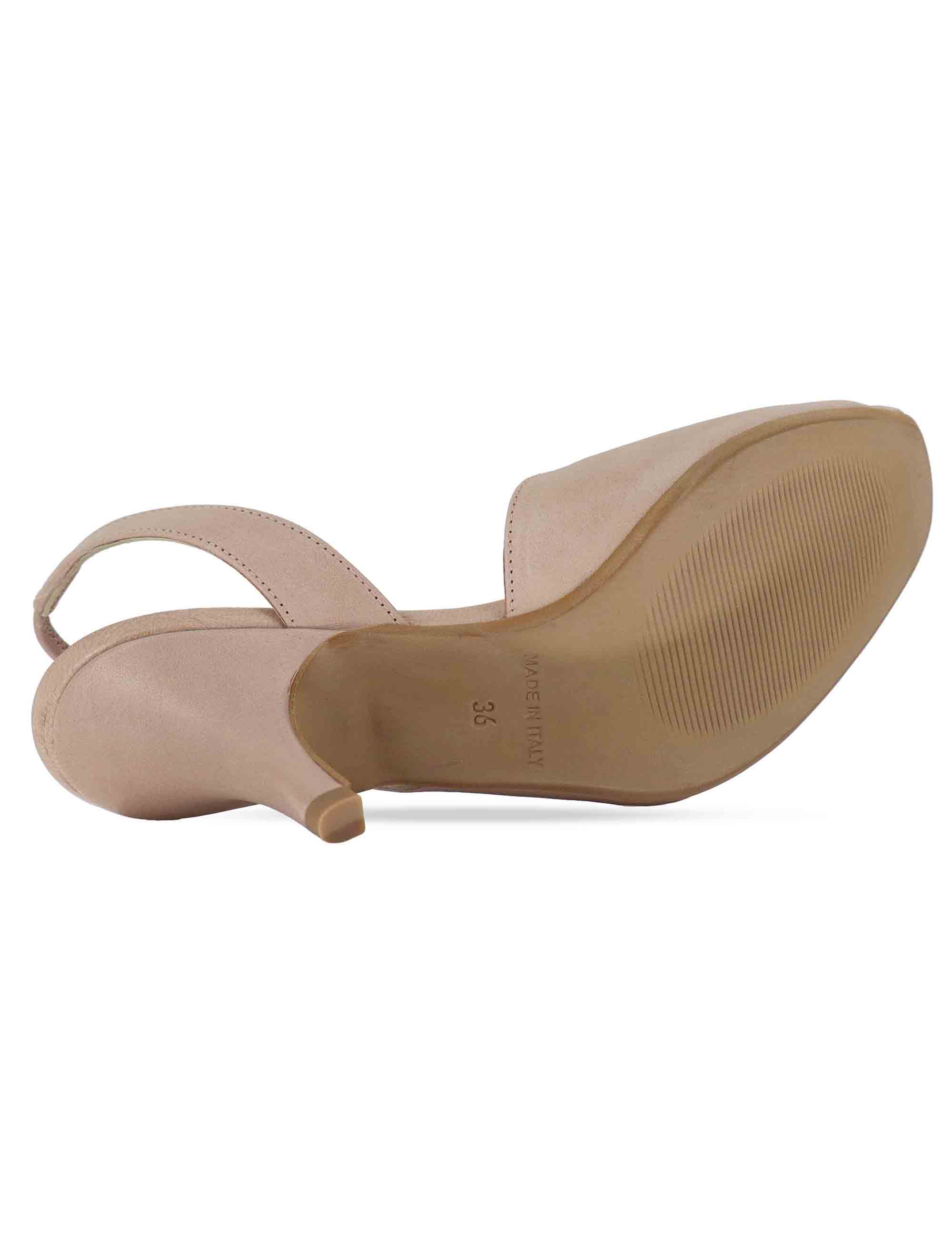 Sandali donna slingback in pelle cipria con tacco alto E401 015 Les Venues 