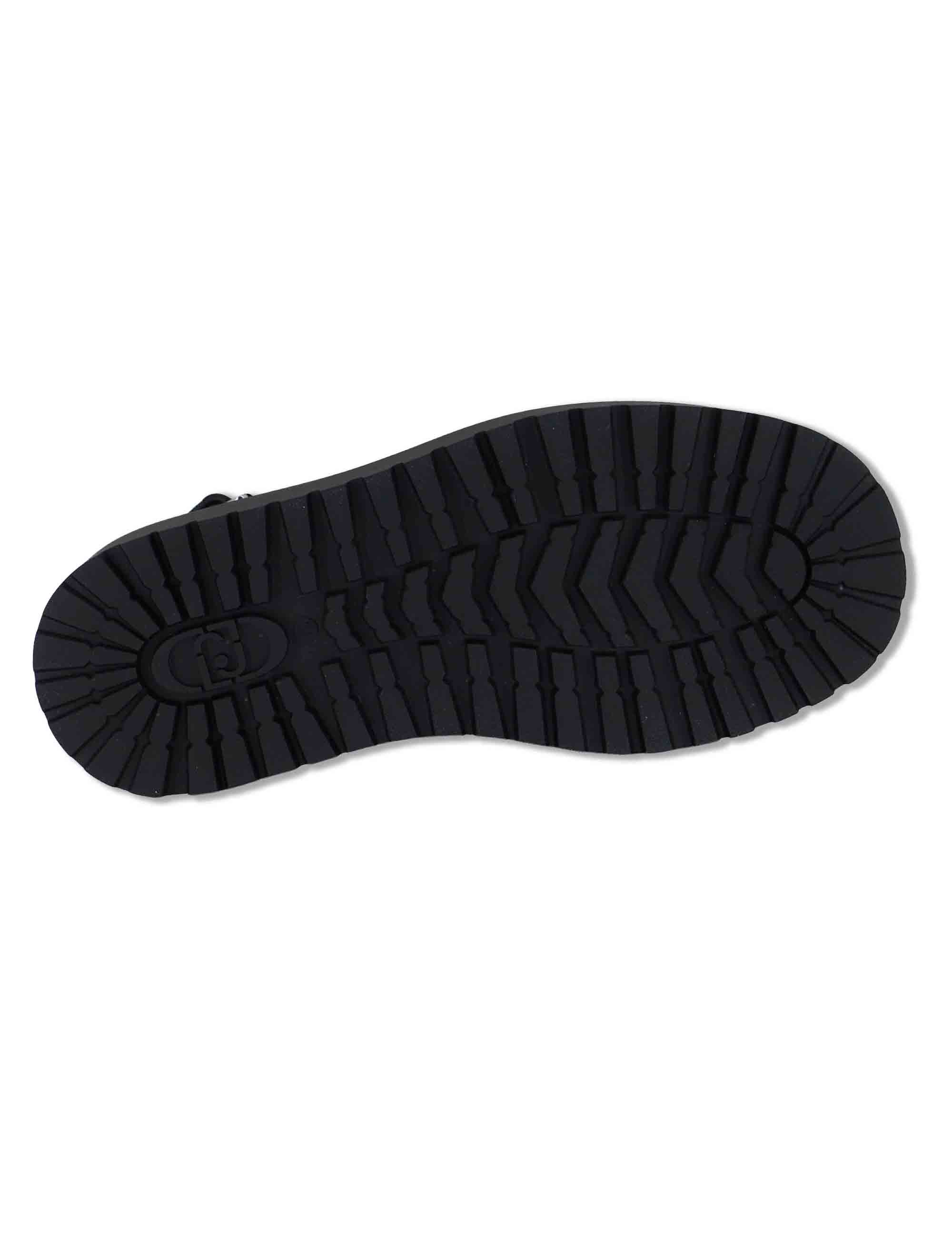 Sandali donna in pelle nera a doppio incorcio e zeppa in gomma BESSIE 02 BLACK Liu-Jo 