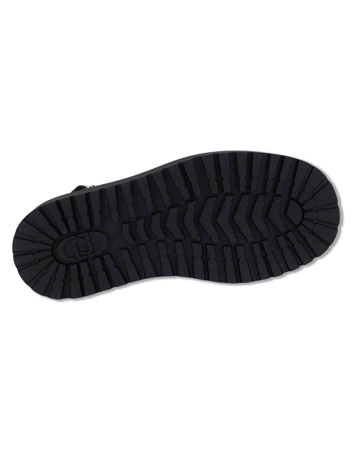 Sandali donna in pelle nera a doppio incorcio e zeppa in gomma BESSIE 02 BLACK Liu-Jo 