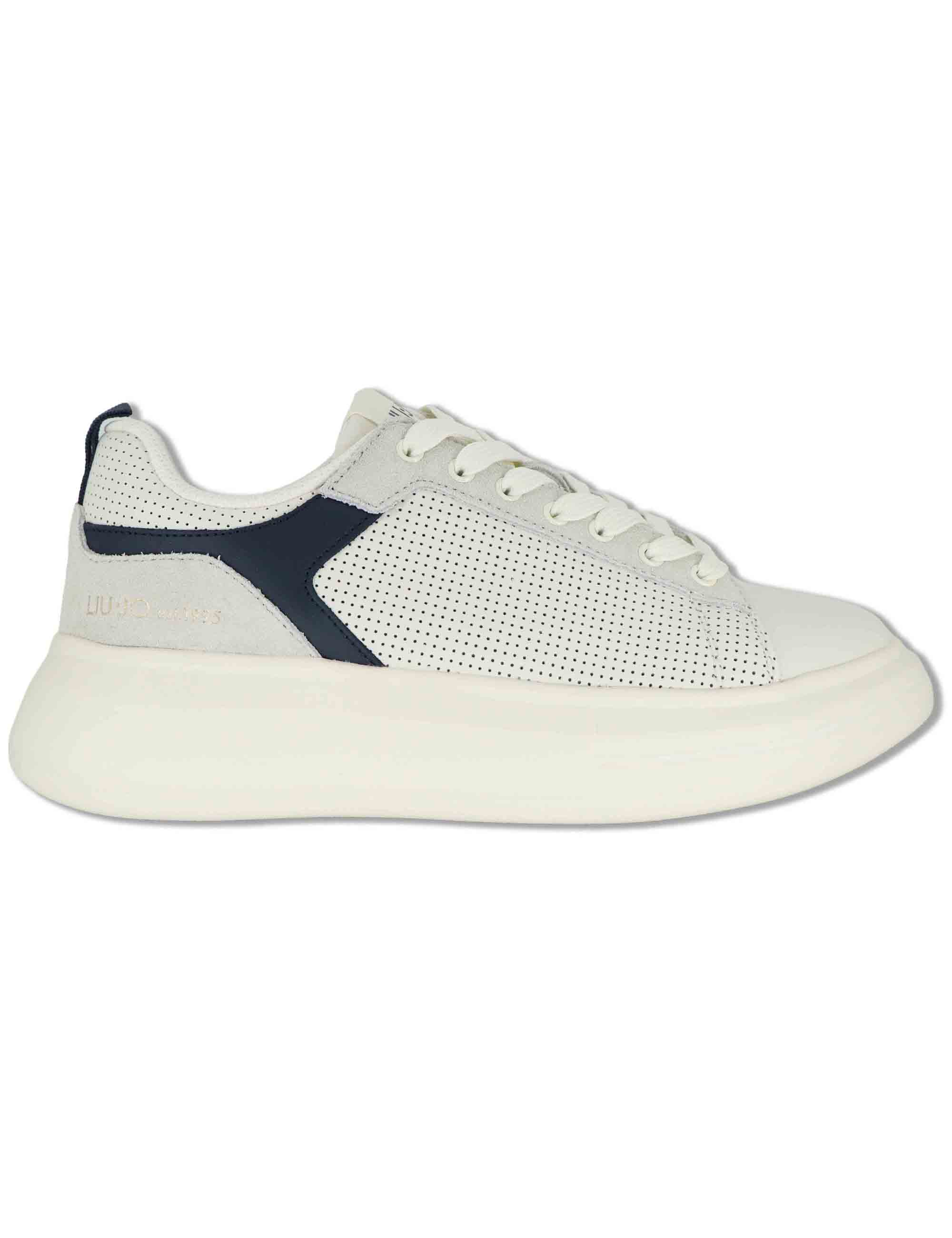 Sneakers uomo in pelle e tessuto off white con suola alta in gomma BIG 05 BLUE Liu-Jo 