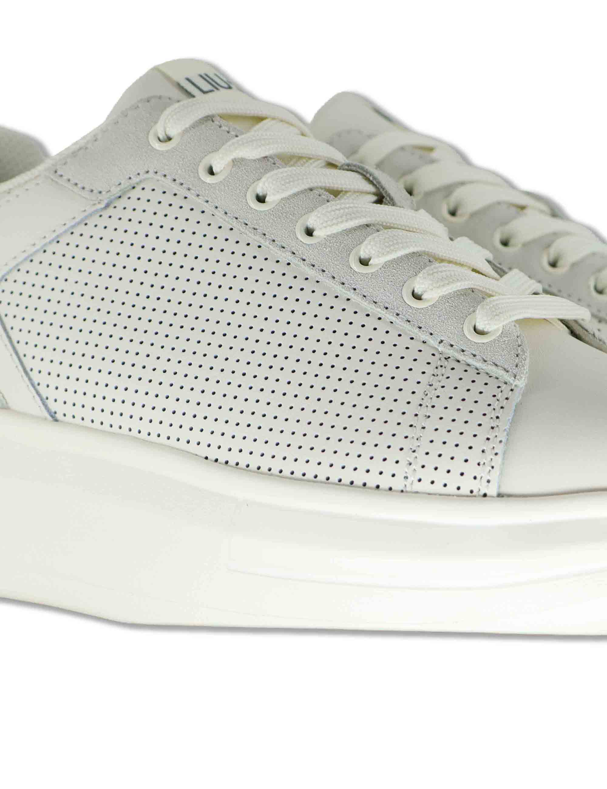Sneakers uomo in pelle e tessuto off white con suola alta in gomma BIG 05 MILK Liu-Jo 