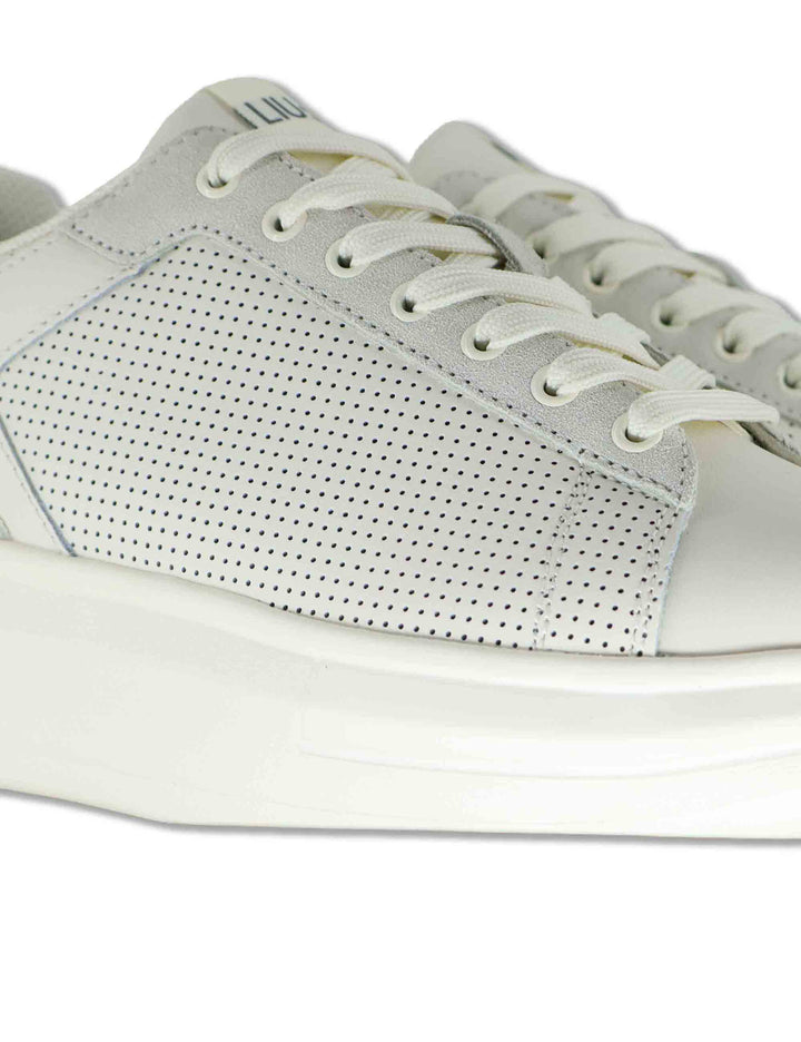 Sneakers uomo in pelle e tessuto off white con suola alta in gomma BIG 05 MILK Liu-Jo 