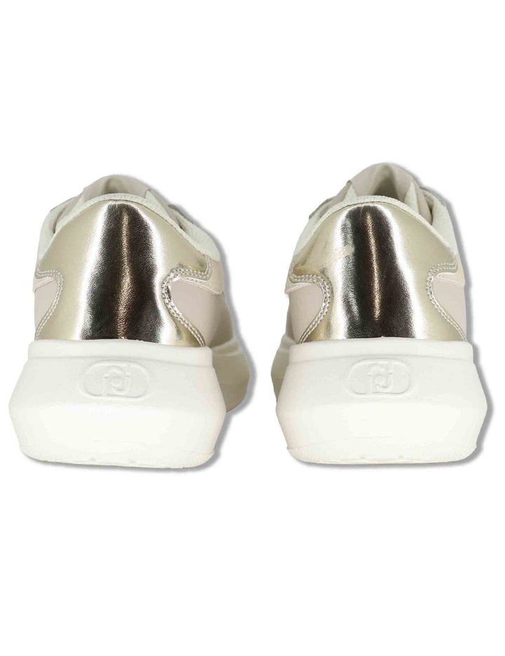 Sneakers donna in pelle e tessuto off white con suola alta in gomma CASPER 01 GOLD Liu-Jo 