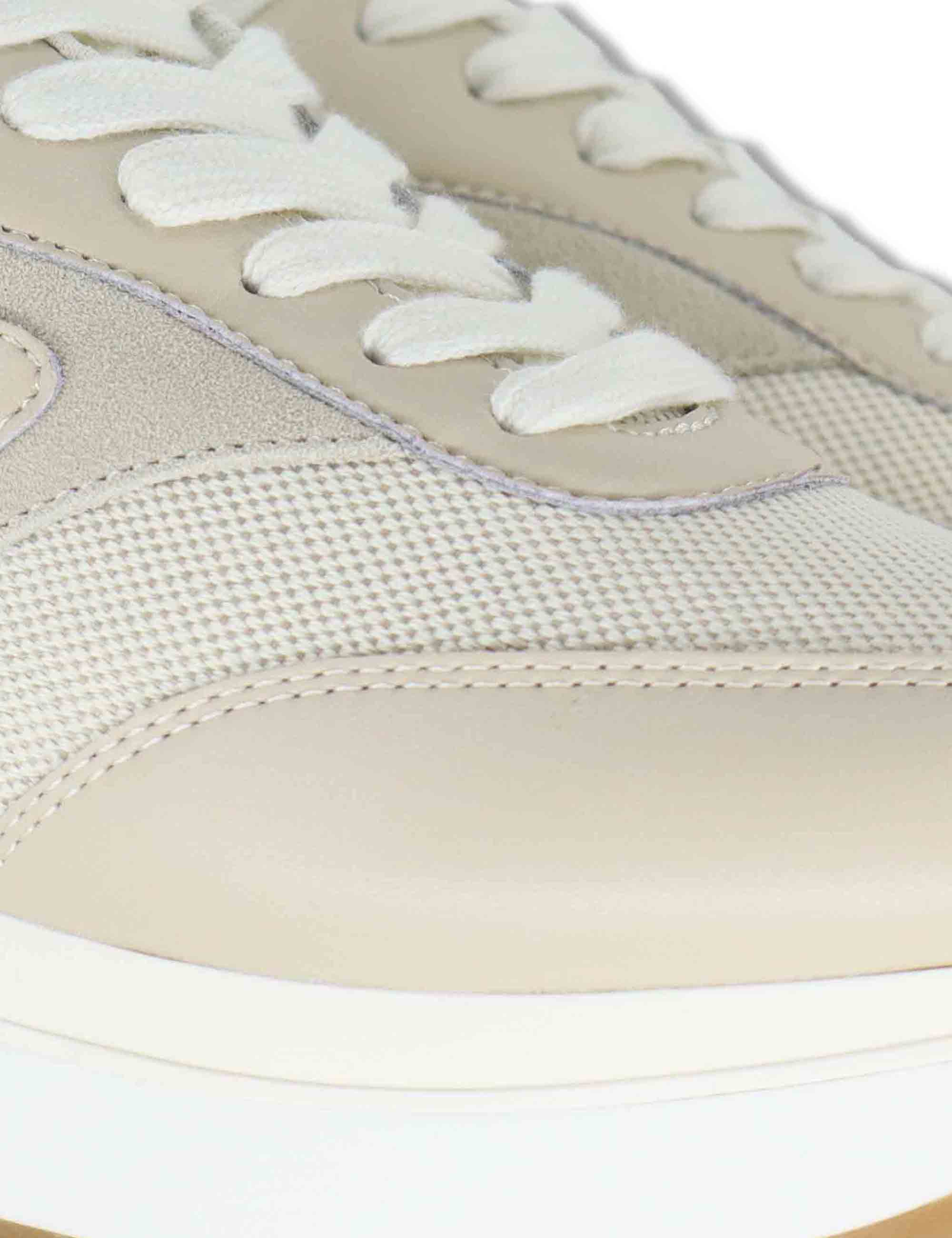 Sneakers donna in pelle e tessuto beige con suola alta in gomma MAXI WONDER 97 BIS ROPE Liu-Jo 