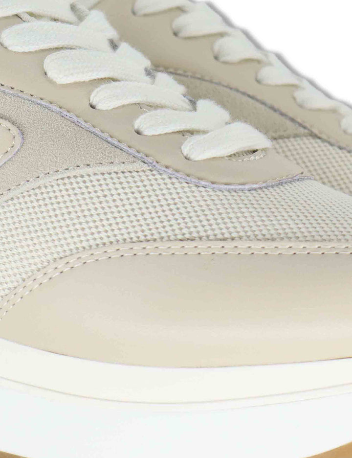 Sneakers donna in pelle e tessuto beige con suola alta in gomma MAXI WONDER 97 BIS ROPE Liu-Jo 