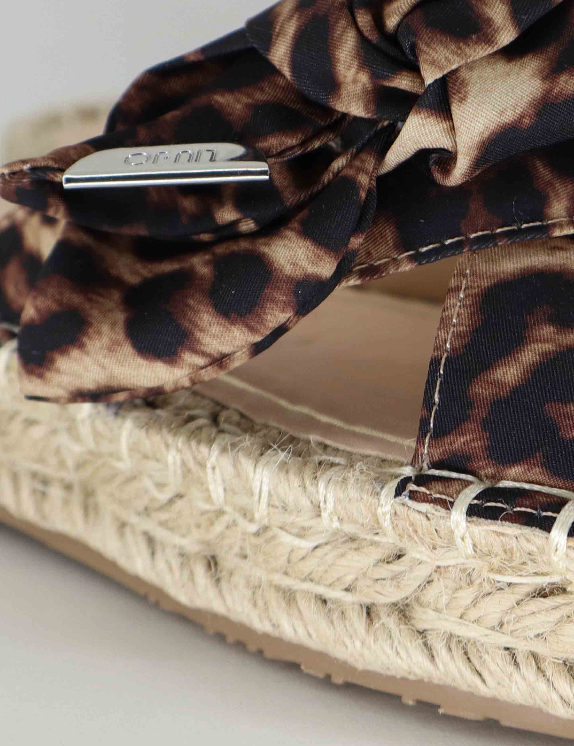 Sandali donna espadrillas in tessuto animalier con incrocio e fiocco PAROS 03 LEOPARD Liu-Jo 