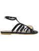 Sandali bassi in pelle nera con fascette e cinturino Donna SANDY 02 BLACK