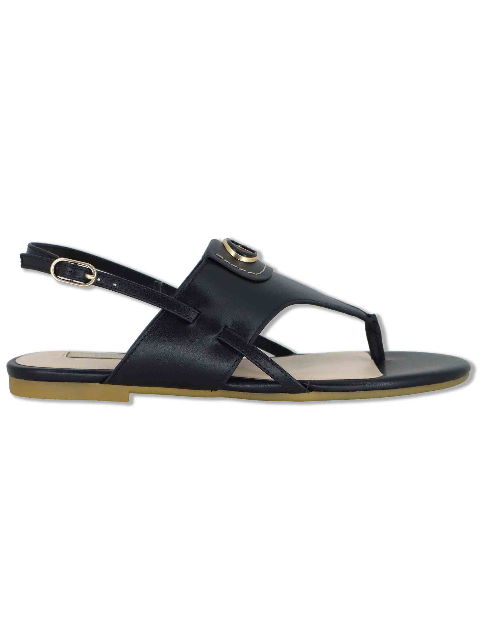 Sandali slingback donna in pelle nera con fibbia e tacco basso SANDY 10 BLACK Liu-Jo 