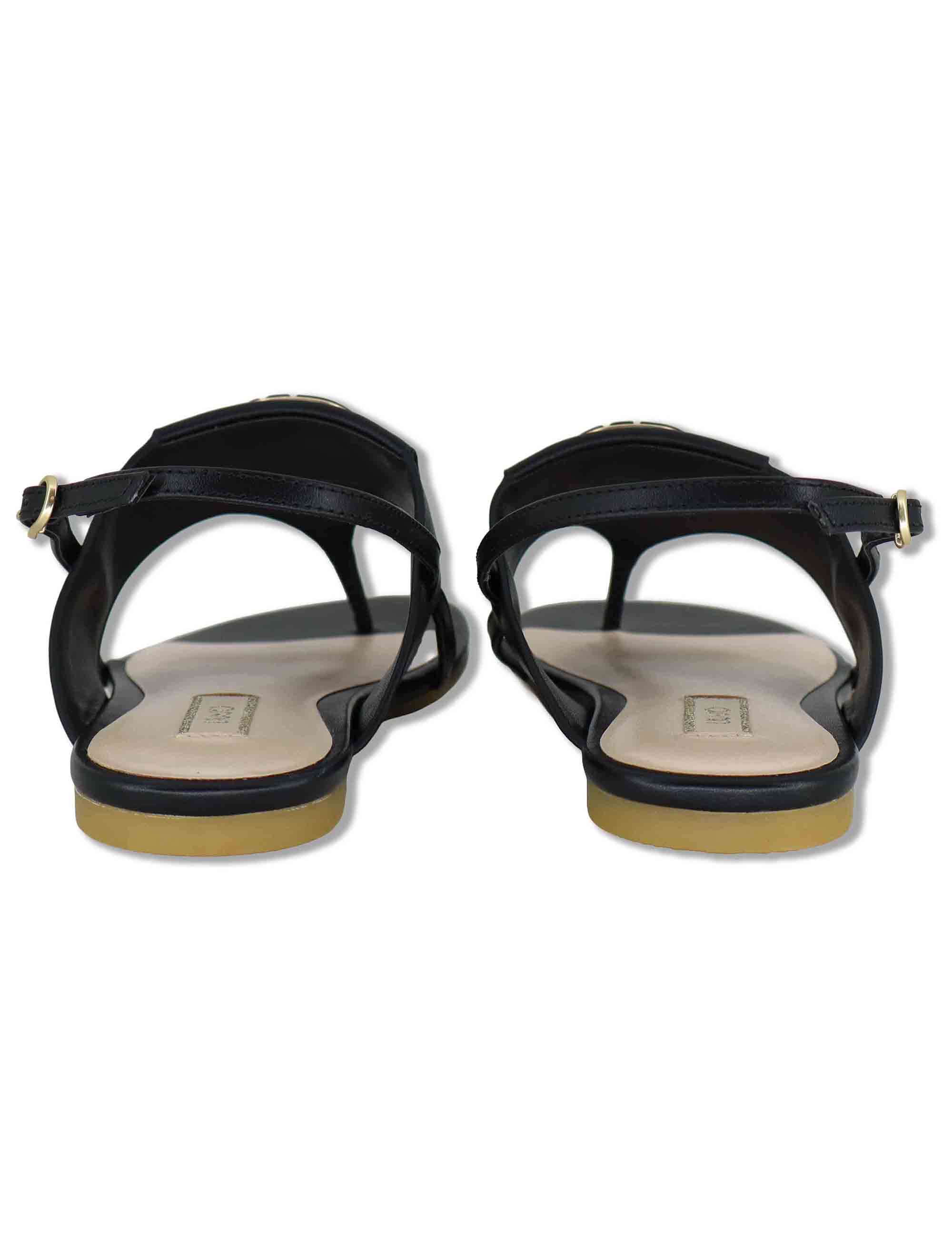Sandali slingback donna in pelle nera con fibbia e tacco basso SANDY 10 BLACK Liu-Jo 