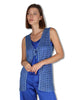 Women's Metallic Lurex Cotton Vest in Blue and Silver JE113078213 96009