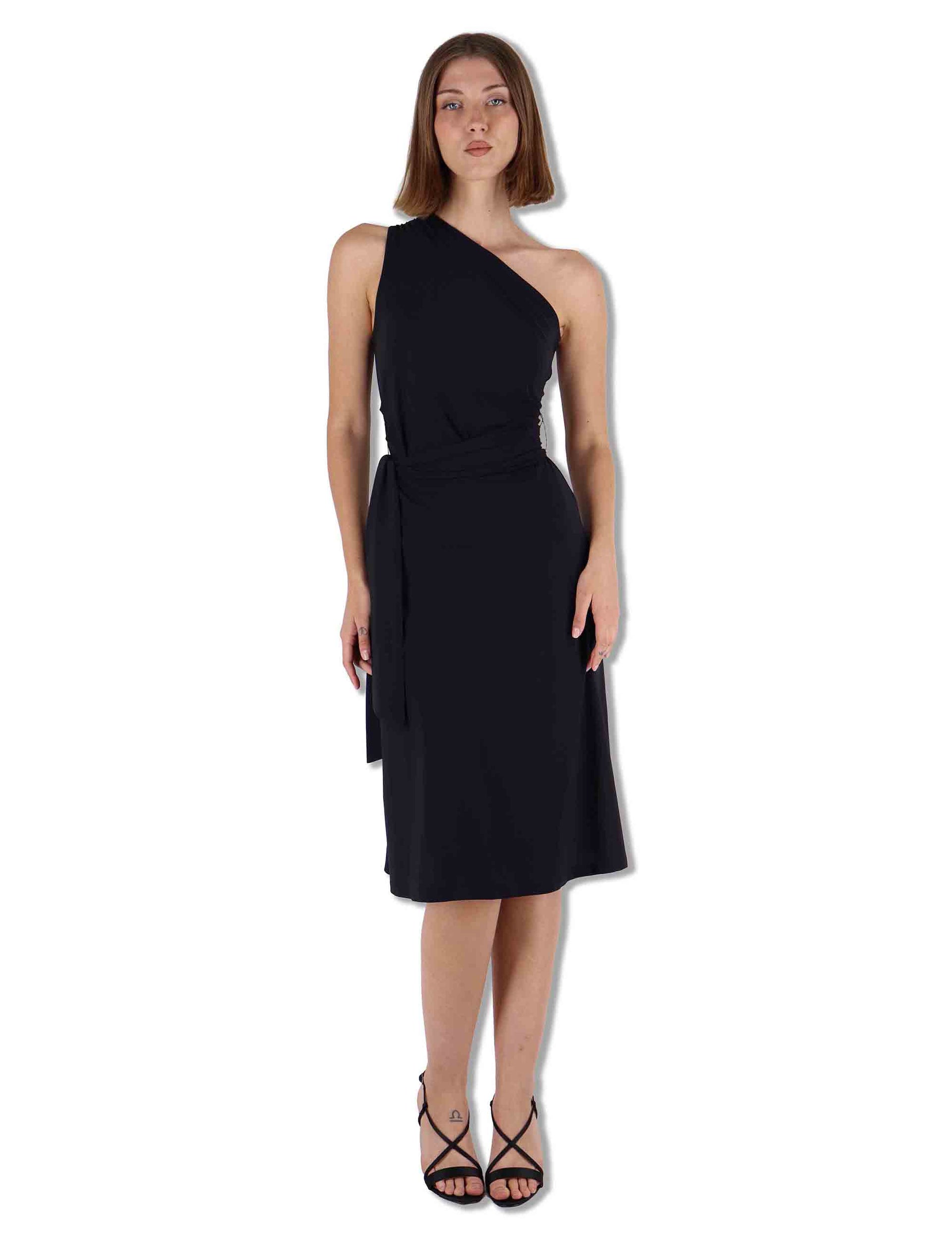 Abiti donna Soft in jersey nero monospalla con fusciacca JF671570210 20000 Maliparmi 