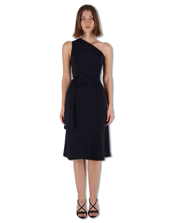 Abiti donna Soft in jersey nero monospalla con fusciacca JF671570210 20000 Maliparmi 