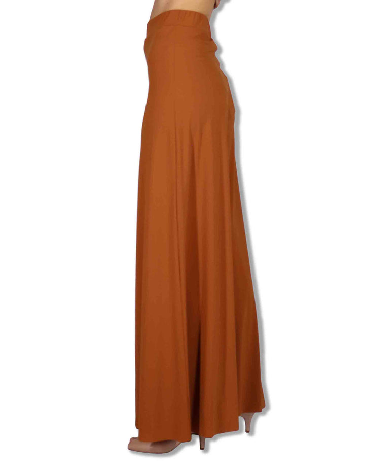 Pantaloni donna Soft in Jersy cuoio con gamba larga ed elastico in vita JH011770210 41008 Maliparmi 