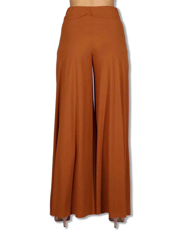 Pantaloni donna Soft in Jersy cuoio con gamba larga ed elastico in vita JH011770210 41008 Maliparmi 