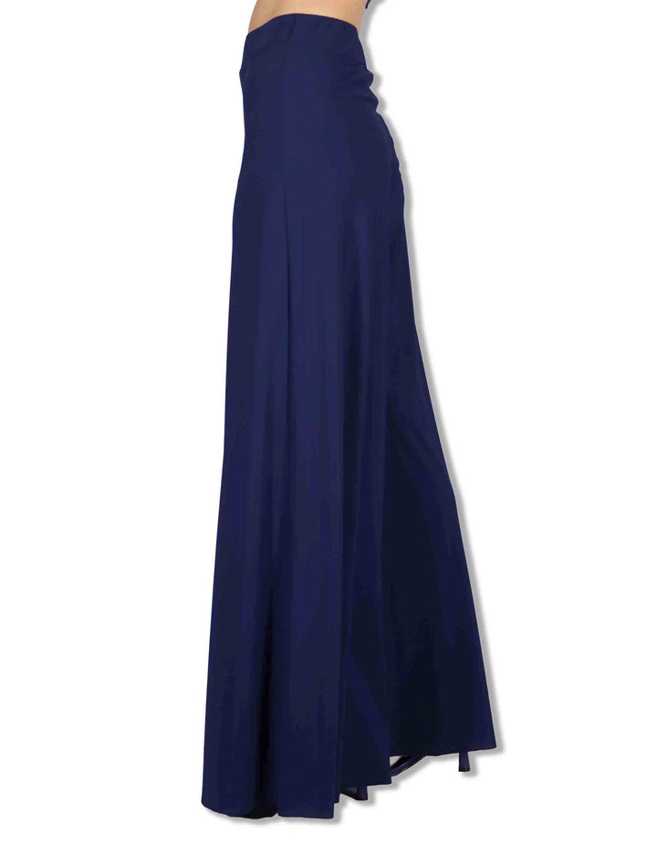 Pantaloni donna Soft in Jersy blu con gamba larga ed elastico in vita JH011770210 80043 Maliparmi 
