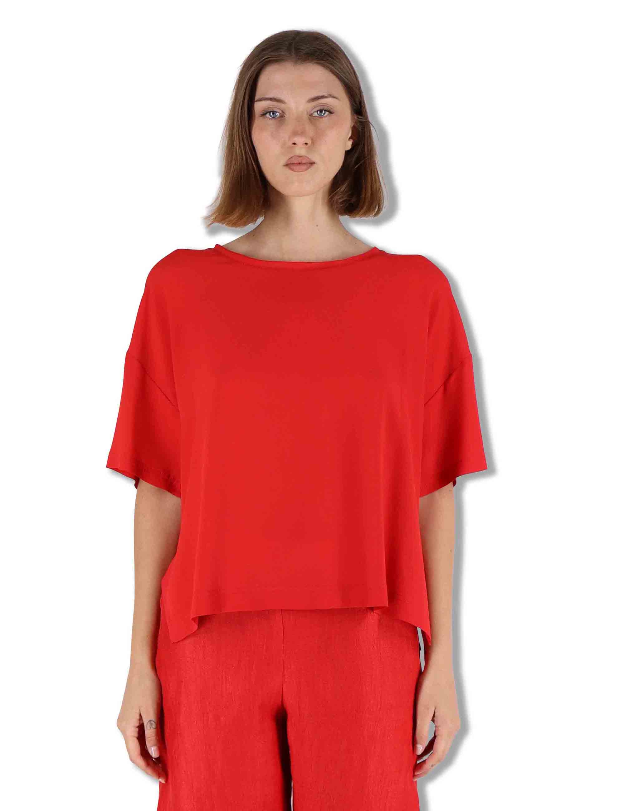 Camicie donna Fluid Crepe in misto seta corallo maniche a 3/4 JM440050672 31013 Maliparmi 