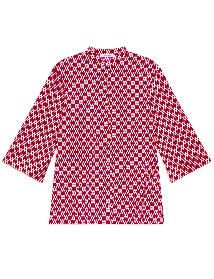 Camicie donna Diamond Glow in tessuto rosso stampato e maniche a 3/4 JM557570674 B3038 Maliparmi 
