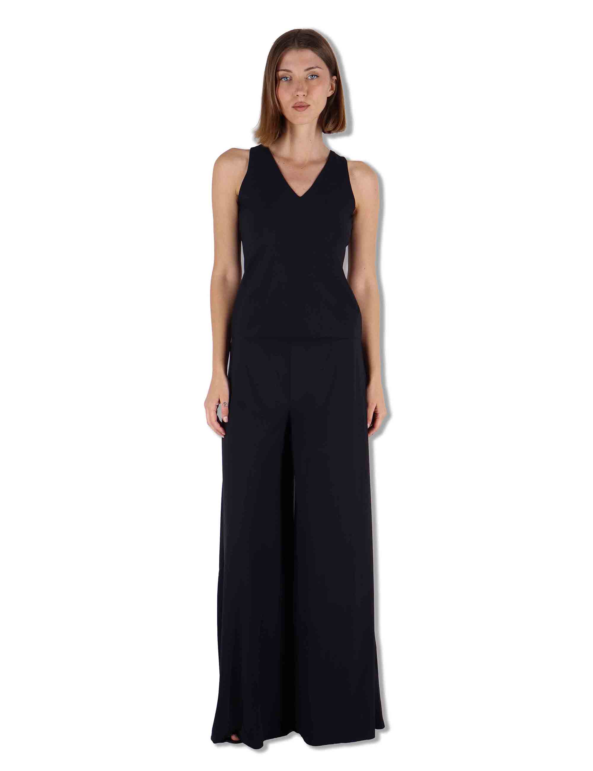Top donna Soft Jersey in nero con scollo a V e giromaniche JP556470210 20000 Maliparmi 