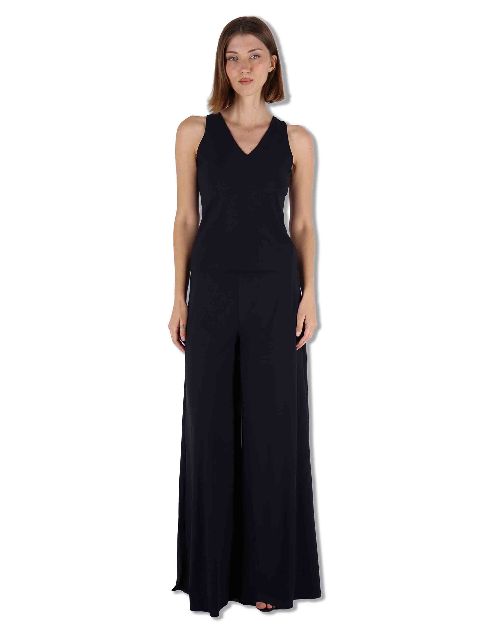 Top donna Soft Jersey in nero con scollo a V e giromaniche JP556470210 20000 Maliparmi 