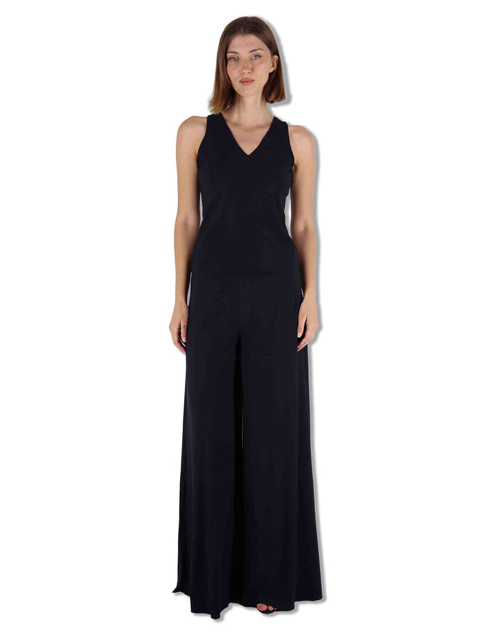 Top donna Soft Jersey in nero con scollo a V e giromaniche JP556470210 20000 Maliparmi 