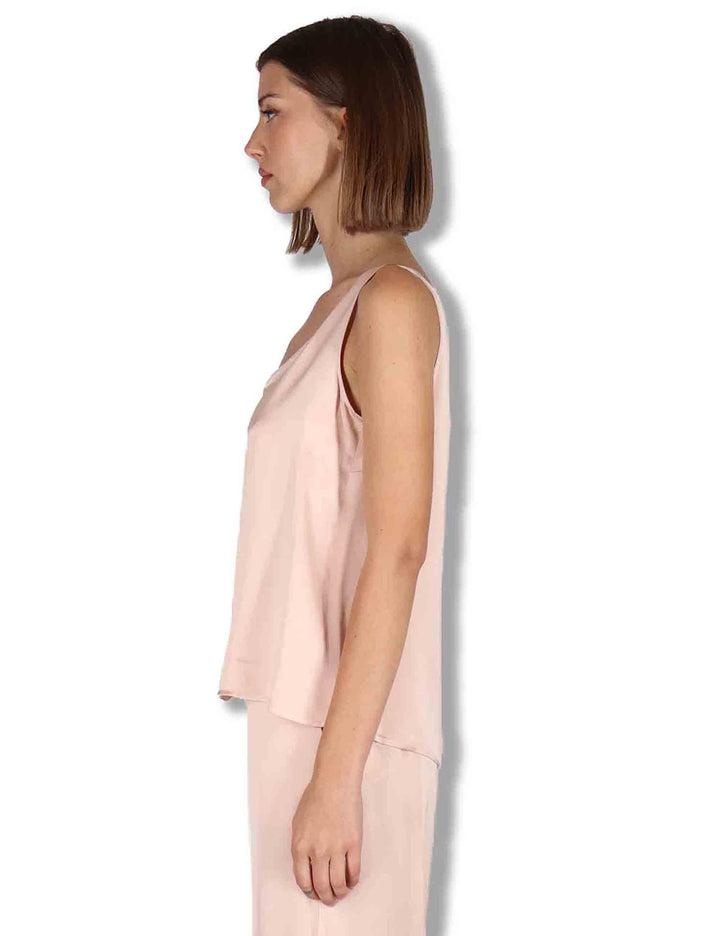 Top donna Shiny Cady in satin rosa svasato con scollo posteriore JP556950631 32001 Maliparmi 