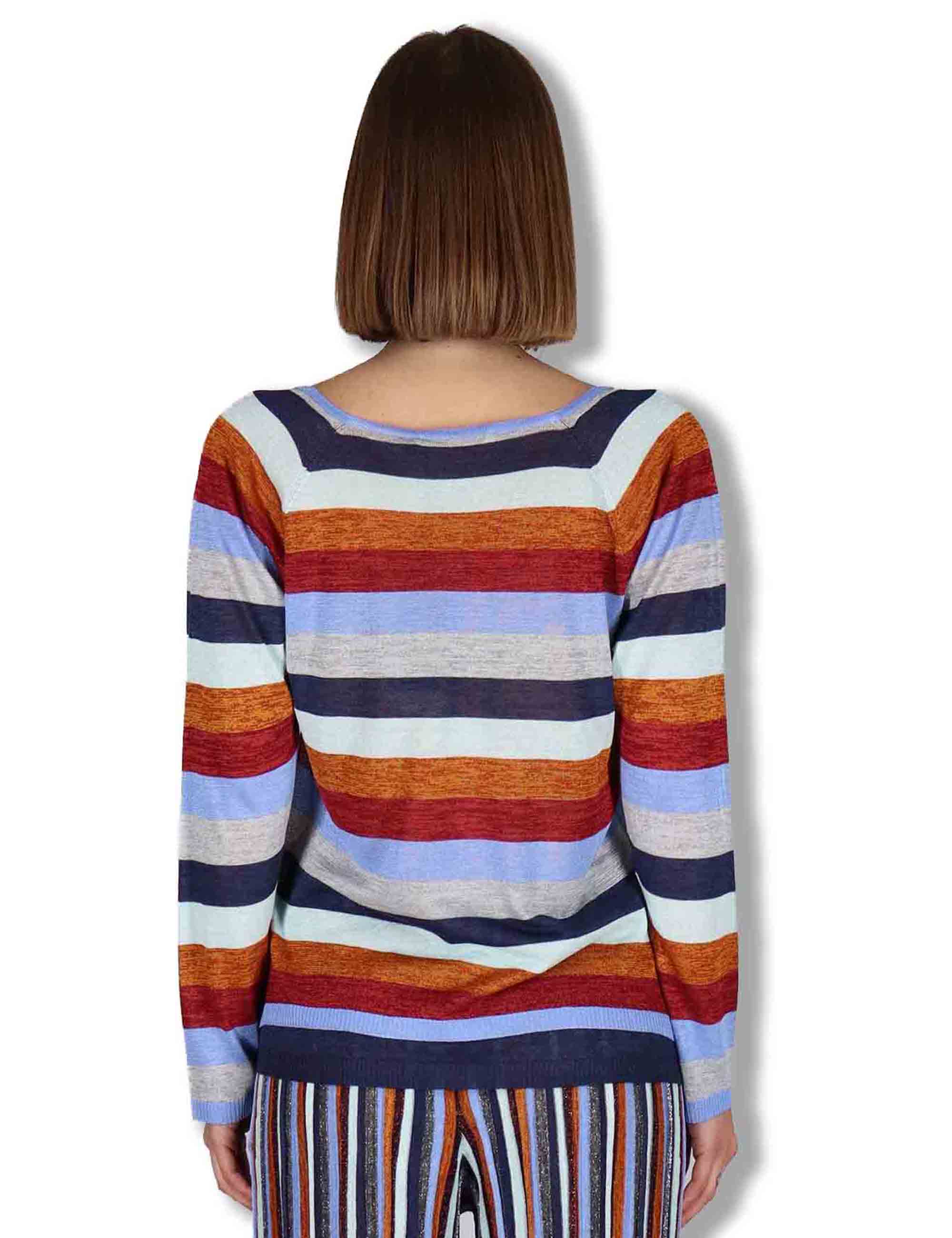 Maglia donna Viscose Fluid in viscosa naturale azzurra e multicolore JQ512177100 81B99 Maliparmi 