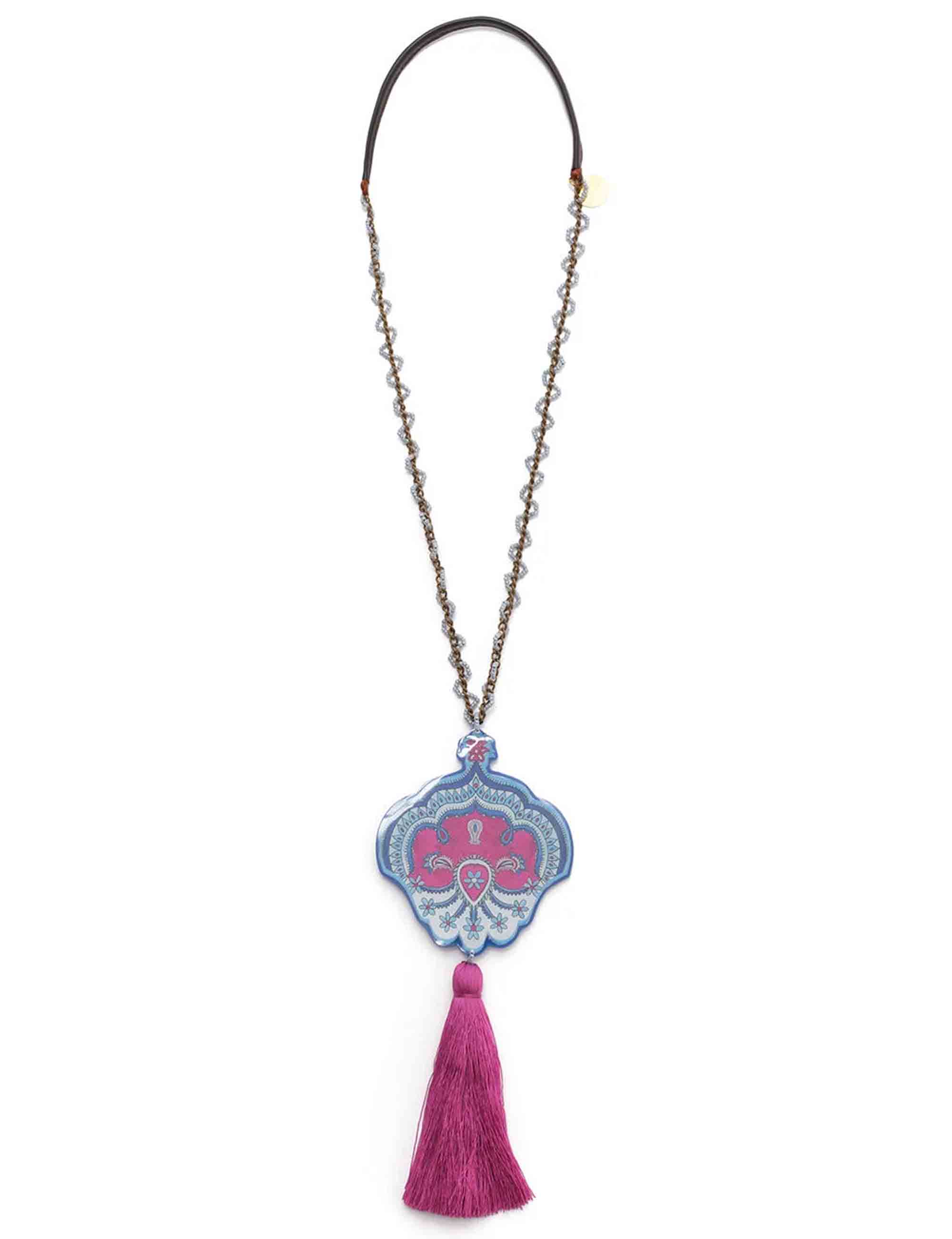 Collane donna Sunset Paesley con catena oro e nappine viola TC053590953 50B99 Maliparmi 