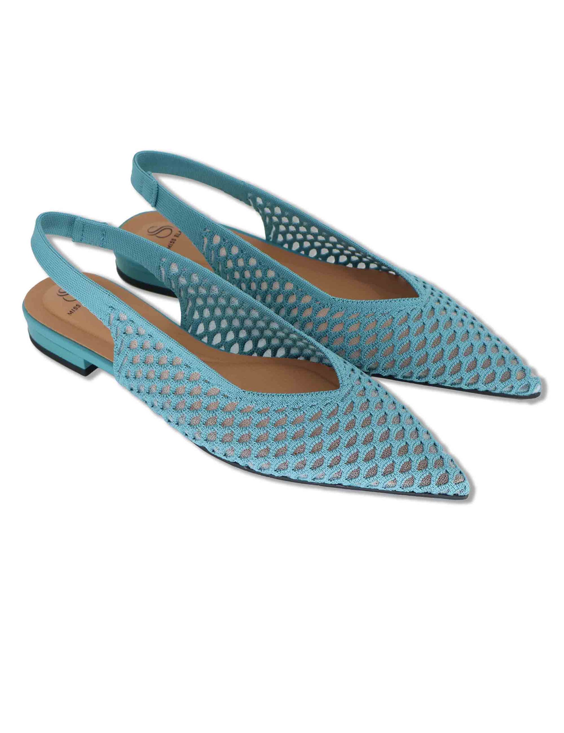 Decollete slingback in rafia celeste con tacco basso e punta a punta 75050 67-37 Miss Elastic 