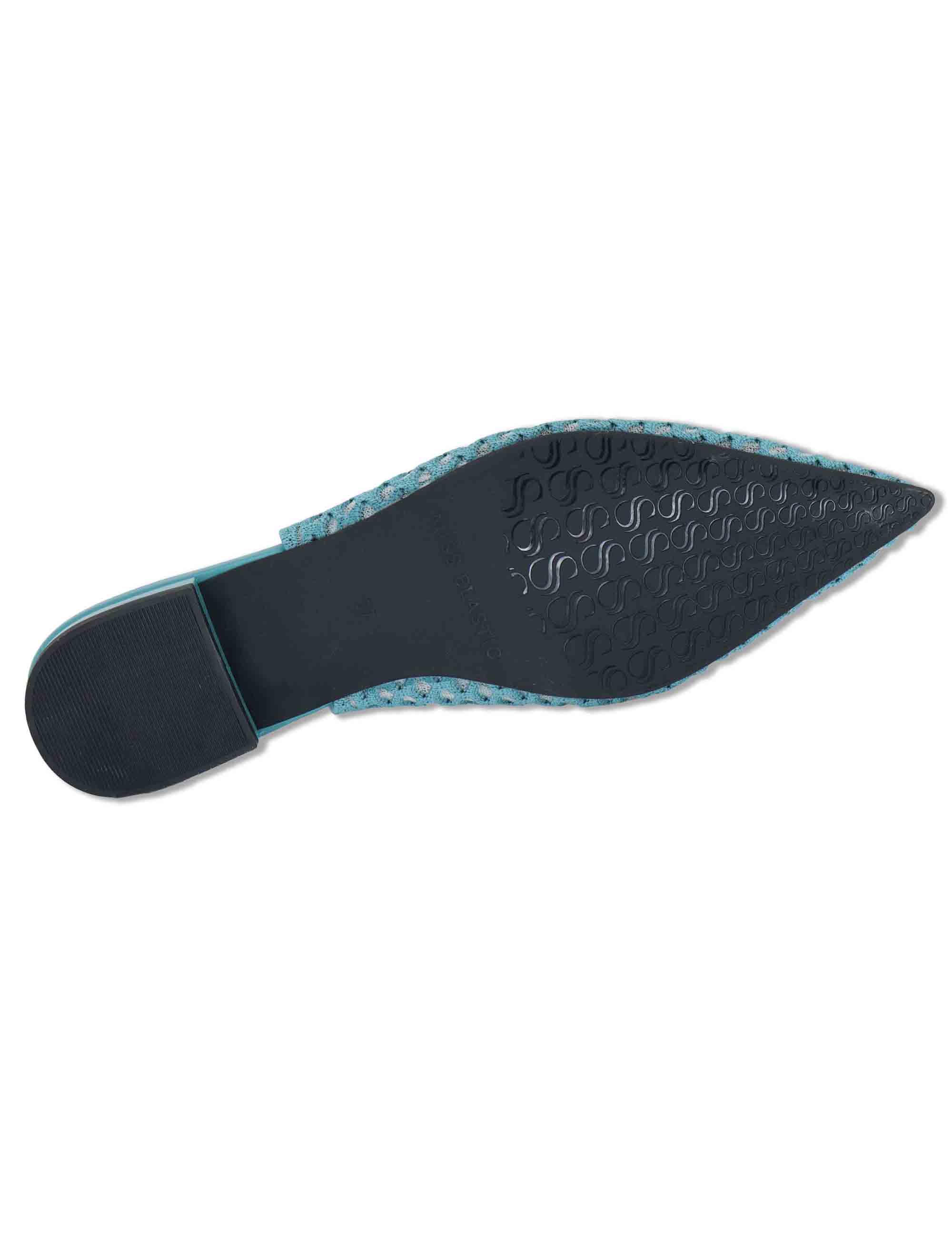 Decollete slingback in rafia celeste con tacco basso e punta a punta 75050 67-37 Miss Elastic 