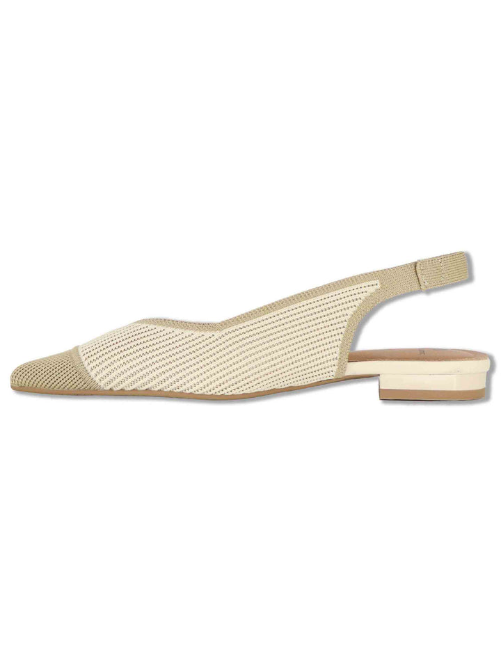 Decollete slingback donna in tessuto beige con tacco basso e punta 75051 65-3V Miss Elastic 